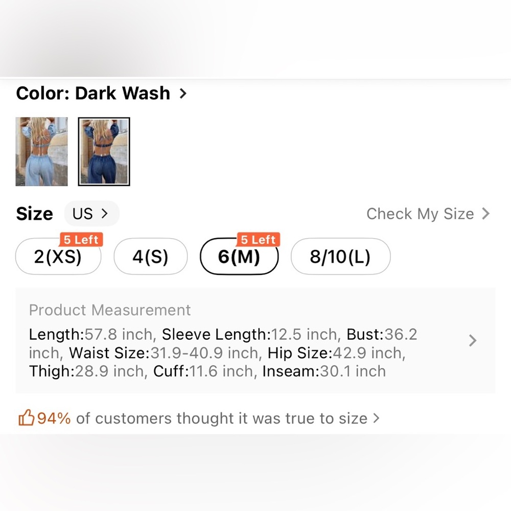 SHEIN Dark Blue Wide Leg Denim Jumpsuit M - Picture 7 of 7